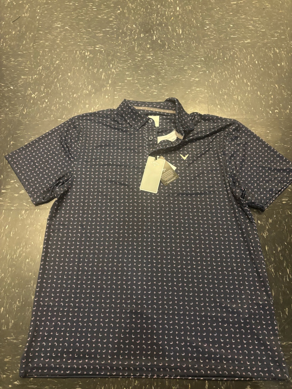 Callaway Navy Polo with Micro Crescent Print